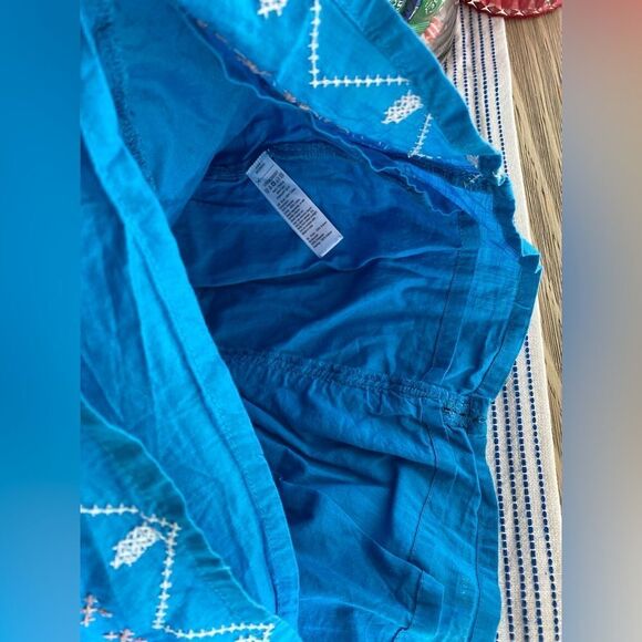 Monsoon Prue Embroidered Mini Dress  Blue Lined 100% Cotton Ruffle Sz Small - Picture 12 of 15